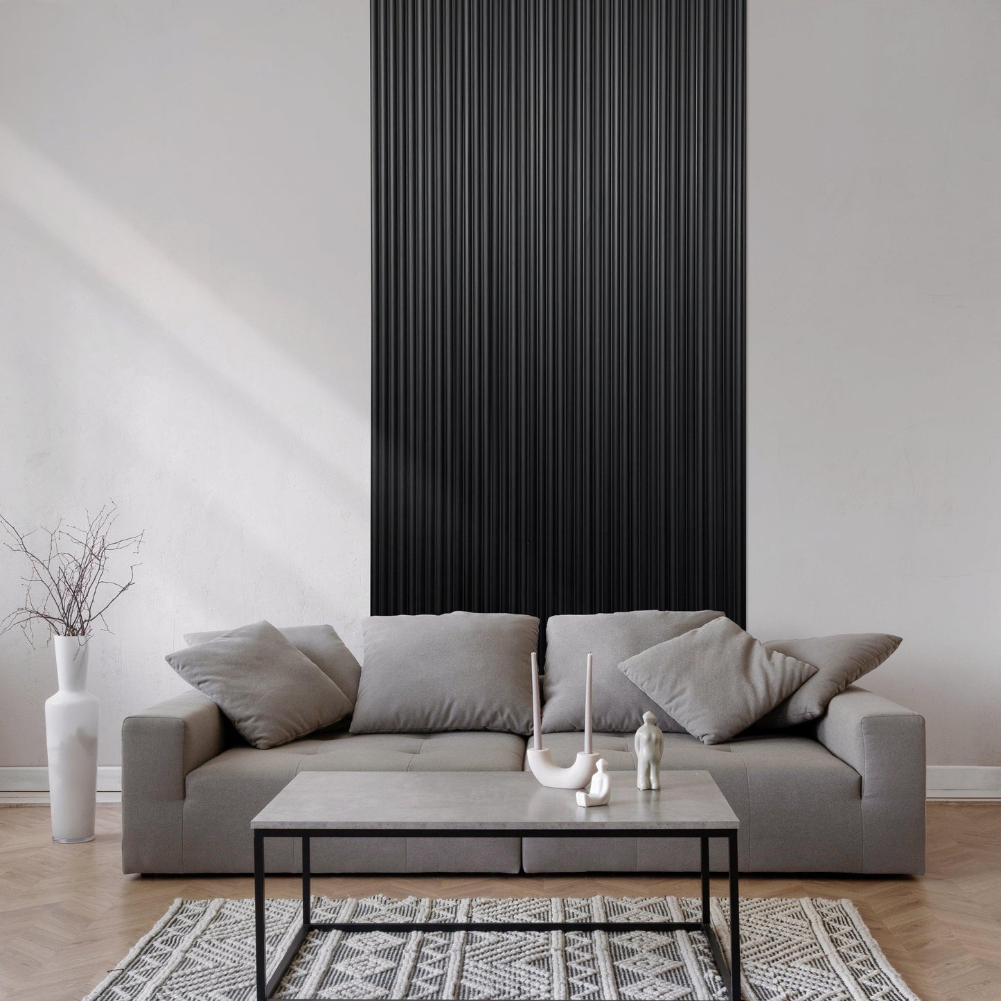 3D wandpaneel - Onda Zwart 270 cm - Wandpaneel winkel - www.wandpaneelwinkel.nl - Lamelio