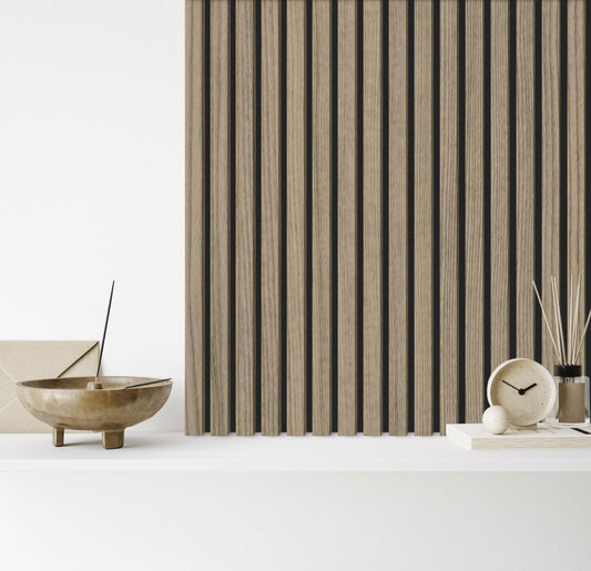 Akoestisch Paneel Rustiek Eiken 270x57 cm - Wandpaneel winkel - www.wandpaneelwinkel.nl - Wandpaneel winkel