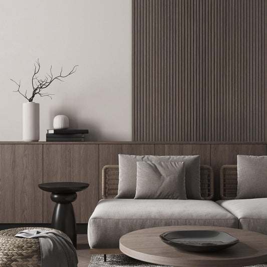 Akoestisch Paneel Walnoot 270x57 cm - Wandpaneel winkel - www.wandpaneelwinkel.nl - Wandpaneel winkel